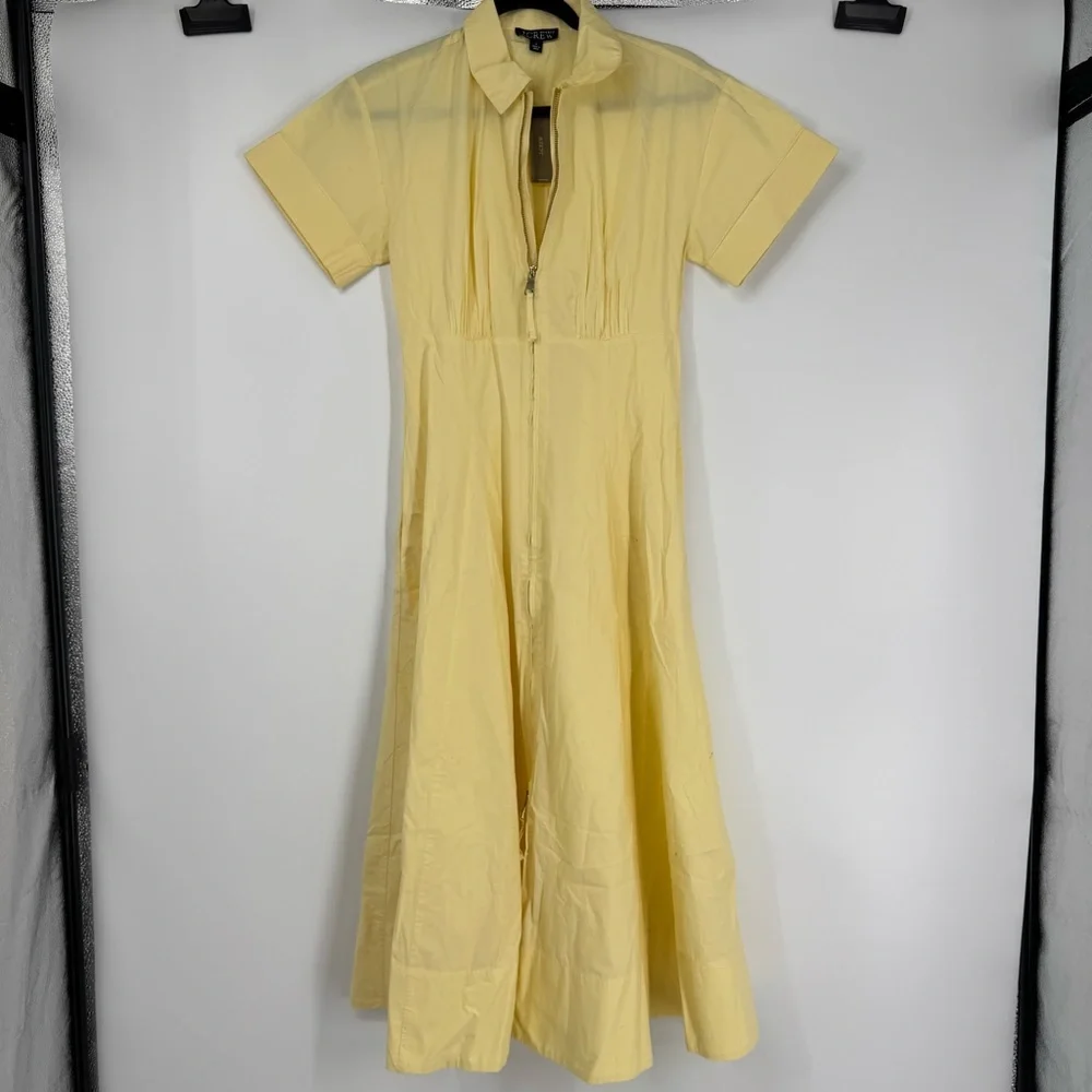 NWT J.crew Zip-up shirtdress in cotton poplin in Pale Corn Yellow